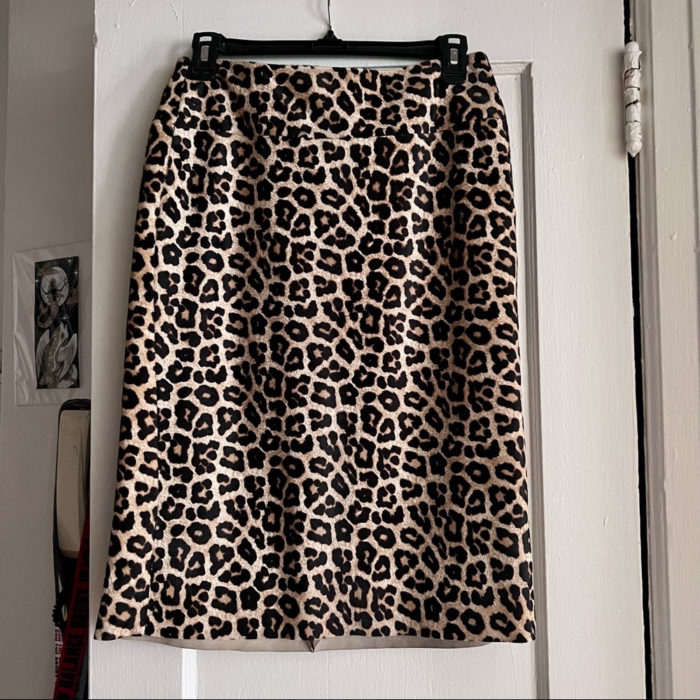 🐆 Theory Genuine Calf Hair Leopard Print Pencil Skirt❤️‍🔥